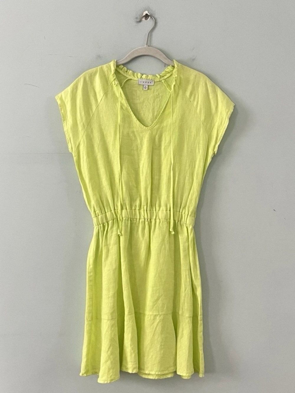 S’edge Raleigh Citron Lime Green Linen‎ Mini Dress